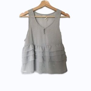 Urban‎ Outfitters Kimchi Blue Tiered Ruffled Gingham Blue Check Top Size Med